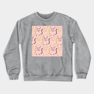 Gold black cats pattern on pink Crewneck Sweatshirt